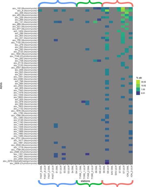Heat Map Of Fungal Relative Asv Abundances In All Sequences Samples Download Scientific