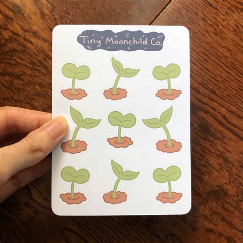 Sprout Sticker Sheet Seedling Stickers Sprouted Seed Etsy