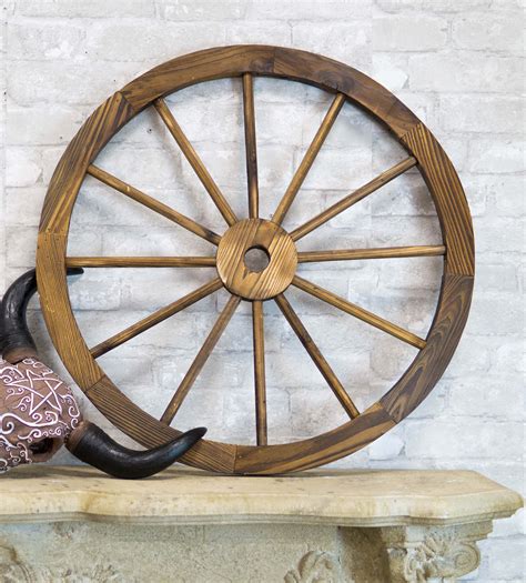 Oversized 31 Vintage Rustic Round Wood Cartwheel Wagon Wheel Wall