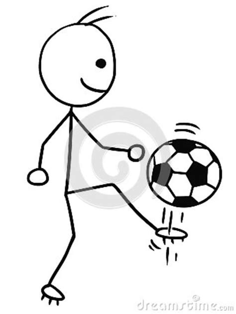 Vector Stickman Cartoon Of Soccer Football Player Kicking