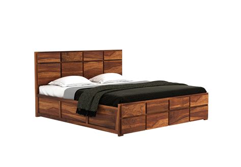 Buy Andrott Sheesham Wood Bed With Box Storage Queen Size Walnut Finish Online In India Plusone