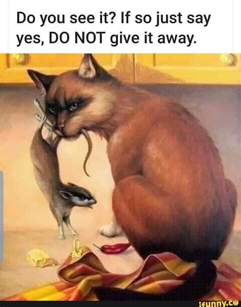Do You See It If So Just Say Yes Do Not Give It Away Ifunny Funny Cat Memes Art Jokes
