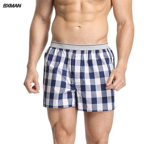 Bxman Cotton Woven Classic Plaid Pattern Loose High Quality Men Boxer Shorts Men S