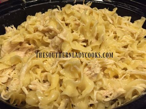 Creamy chicken and noodles is a great crock pot homemade meal. CROCK POT CHICKEN AND NOODLES - The Southern Lady Cooks