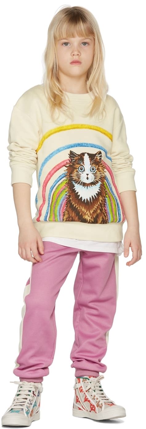 Gucci Kids Off White Cat Print Sweatshirt Gucci