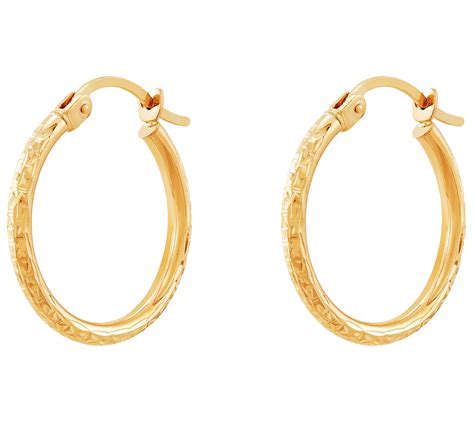 Eternagold Prism Cut Round 34 Hoop Earrings 14k Gold