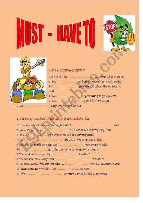 Must Have To Esl Worksheet By Dilayla