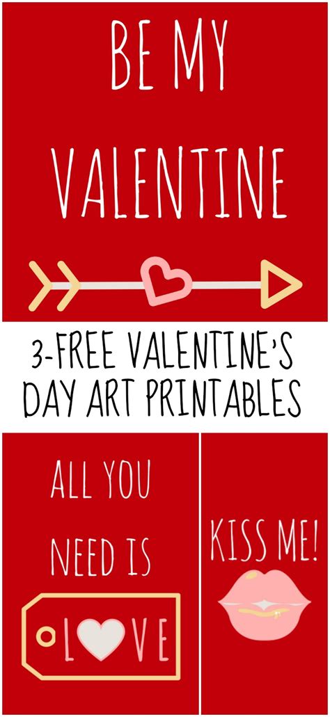 3 Free Valentines Day Art Printables Valentines Day Wall Art