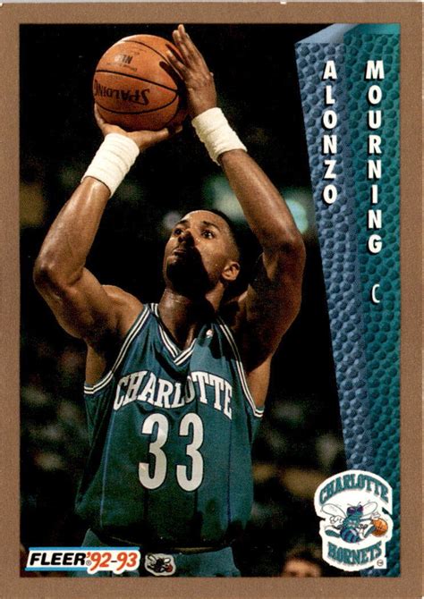 1992 93 Fleer Basketball Alonzo Mourning Rc 5 Charlotte Hornets Rookie