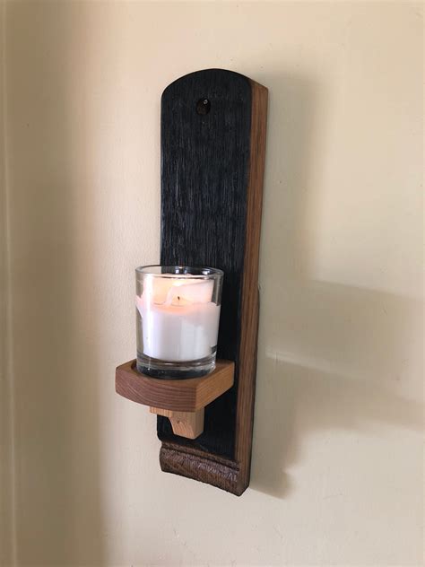 Wooden Candle Holder Wall Sconce Made From A Wine Barrel Gothic
