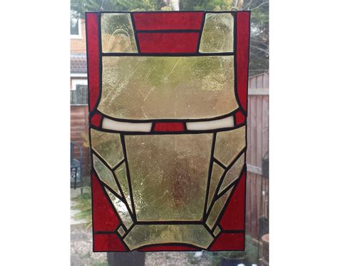 Iron Man Stained Glass Panel For Wall Window Or Etsy