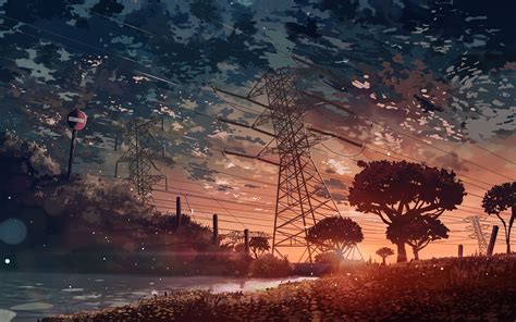 Anime Scenery Sunset K Wallpaper Pc Desktop