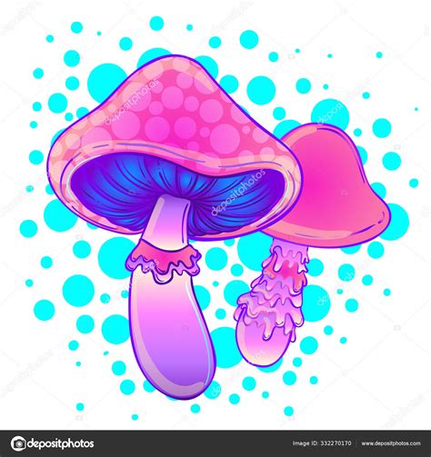 Magic Mushrooms Psychedelic Hallucination Vibrant Vector Illustration