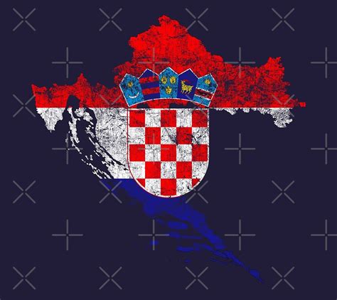 Die wappenfarben rot und weiss um blau erweitert zum panslawischen farbdreiklang. "Kroatien-Flagge und Karten-kroatisches Stolz-T-Shirt" von ...