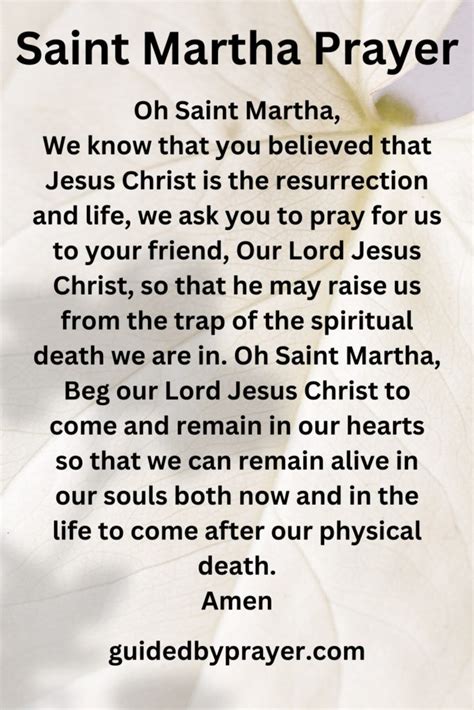 Saint Martha Prayer Guided By Prayer