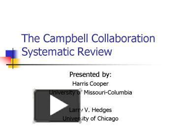 PPT The Campbell Collaboration Systematic Review PowerPoint Presentation Free To View Id