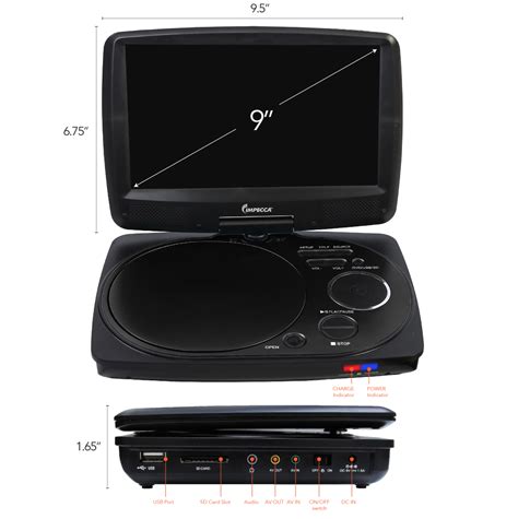 9 Inch Swivel Portable Dvd Player Black