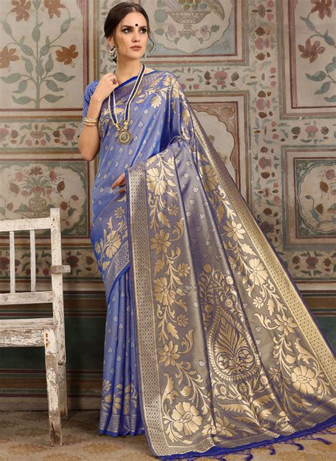 blue kanchipuram silk classic saree buy online