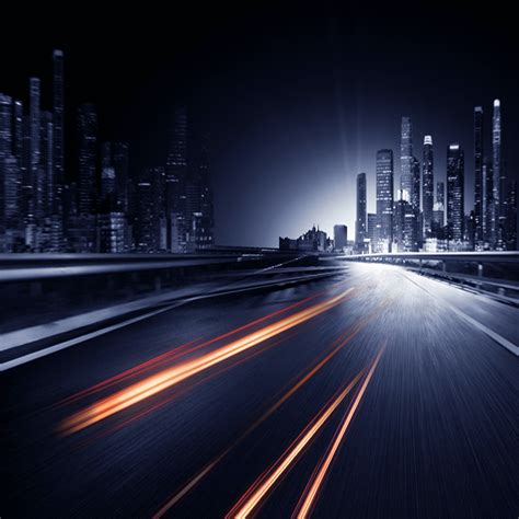 Asphalt Road Expressway Highway Night Speed City Background Image