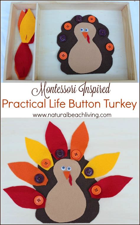 How To Make A Montessori Practical Life Button Turkey Thanksgiving