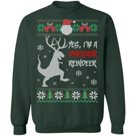 yes i am a dinosaur reindeer funny ugly christmas sweater