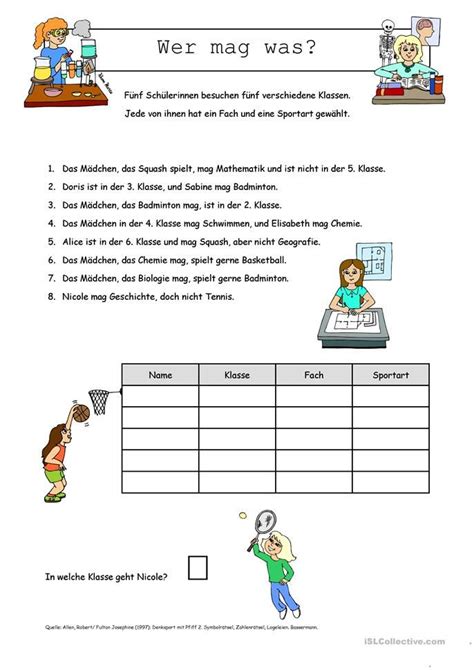 51 klassenarbeiten, 15 übungsblätter, 1 lernhilfen für die realschule 7. Logical _ Wer mag was? | Schreibübungen, Schulunterricht ...