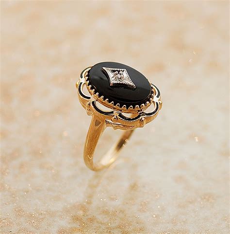 Antique Ring Antique 1920s Black Onyx And Diamond Ring Vintage