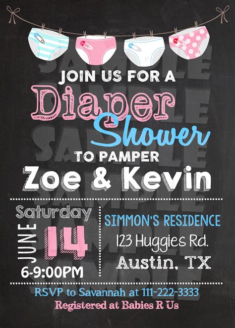 Diaper Party Invitation Diaper Shower Invitation Etsy