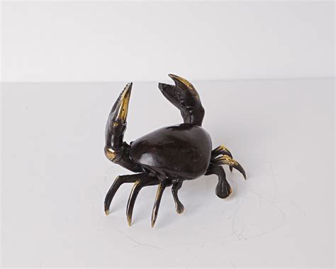 Bronze Crab Statue 3 Animal Figurine Ocean Handmade Etsy