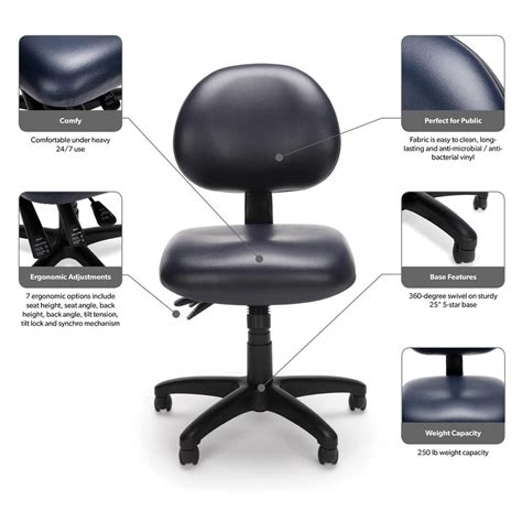 Fm Ergonomic Armless Vinyl Task Chair Black 241 Vam 606