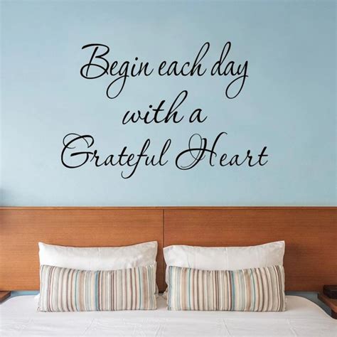 Vwaq Begin Each Day With A Grateful Heart Vinyl Wall Decals Quotes