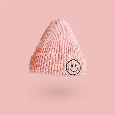 New Design Custom 100 Cotton Baby Smile Beanies Kids Knitted Hatsbaby