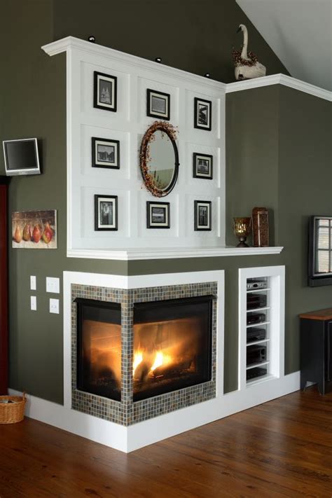 Setting up a rock fire place in the centre of the retracting glass doors that aid mix the. Two-sided fireplace with a tile surround | Home, Living ...