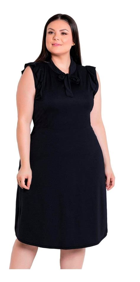 Vestido Plus Size Preto Moda Evangélica Midi Festa Feminino Mercado Livre