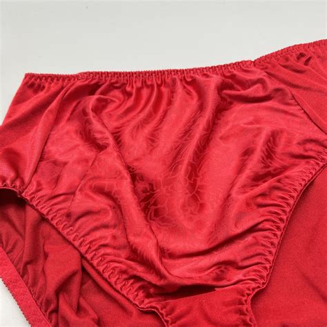 Vintage Red Satin Shiny Panties Floral Design No Tag Euc Ebay