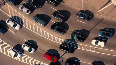 Traffic Jam In A Rush Hour Aerial Top View Stock Footage Video Of