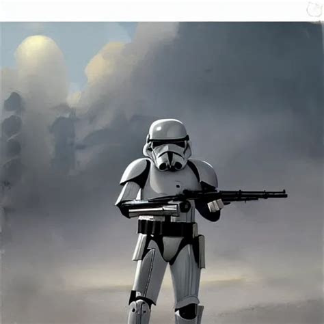 A Long Shot Of An Imperial Stormtrooper In Battle Stable Diffusion