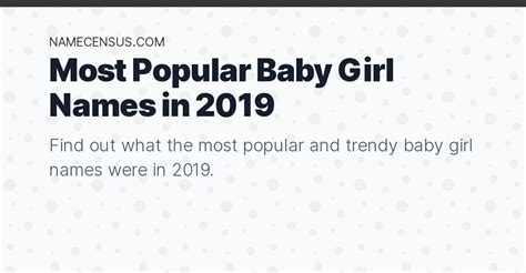 What Were The Most Popular Baby Girl Names In 2019