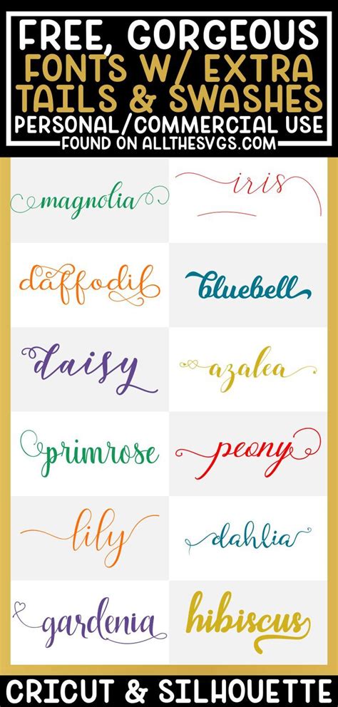 Free Fonts With Tails Swashes Extra Glyphs For Cricut And Silhouette