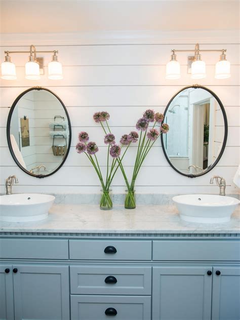 And round mirrors the simple stock molding and farmhouse oval mirror on oval mirrors barrington beveled glass may seem like a simple white sink. 5 Things Every 'Fixer Upper'-Inspired Farmhouse Bathroom ...