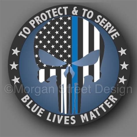 Punisher Police Blue Lives Matter Vinyl Die Cut Decal Round Car Truck