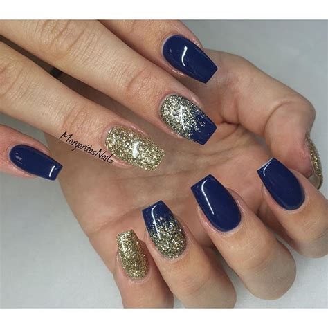 Margaritasnailz On Instagram Dark Blue Gold Glitter Gelnails