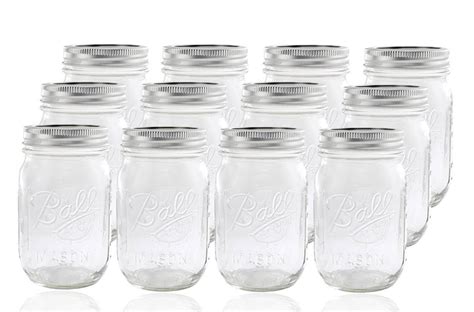 Pint Jars Set 12 Pack 16oz With Lids And Bands Ball Mason Canning