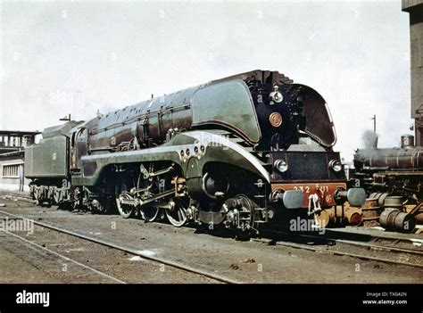 Hudson 232 U 1 Steam Locomotive In An Sncf Depot 1948 Stock Photo Alamy