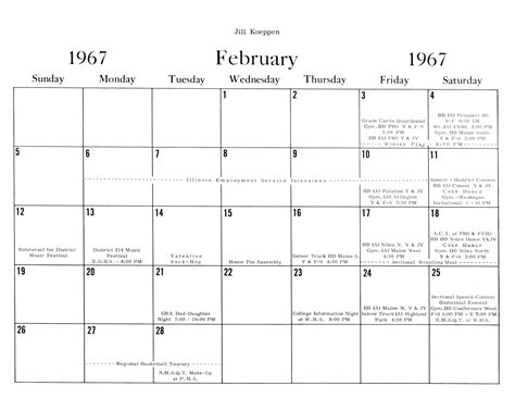 Calendar 1967 February Printable Calendar