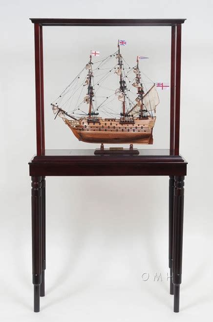 Xl Tall Ship Model Display Case 40 Wood Cabinet W Led Lights And Legs