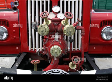 Pumps Of An Old Fire Truck Stock Photo Alamy