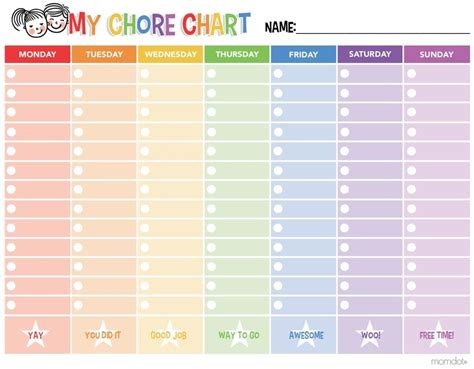 3 Up Printable Weekly Chore Charts Free Printable Downloads From