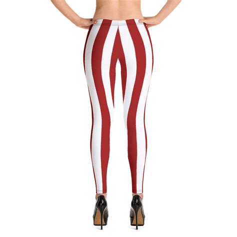 Fun Red And White Stripe Leggings Xs 6xl Etsy