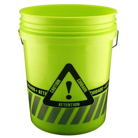 Leaktite 5 Gal Reflective Caution Bucket 05gxca01020 The Home Depot